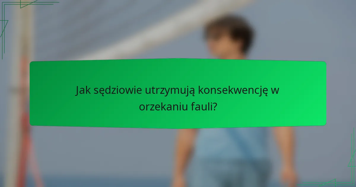 Jak sędziowie utrzymują konsekwencję w orzekaniu fauli?