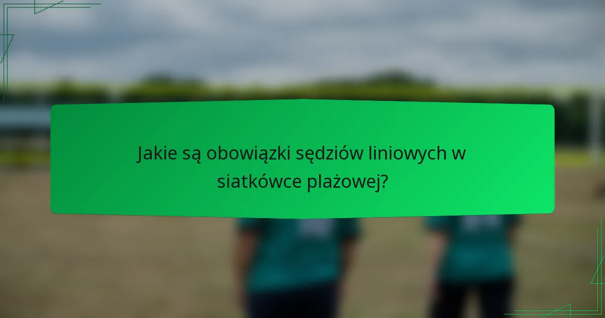 Jakie są obowiązki sędziów liniowych w siatkówce plażowej?