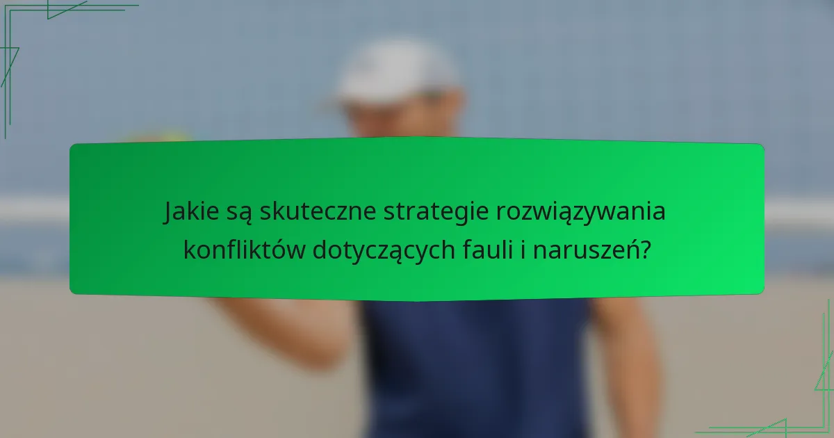 Jakie są skuteczne strategie rozwiązywania konfliktów dotyczących fauli i naruszeń?