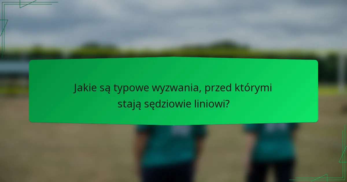 Jakie są typowe wyzwania, przed którymi stają sędziowie liniowi?